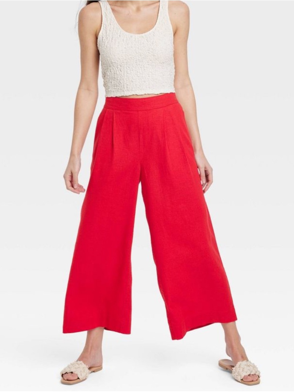 a new day Red Wide-Leg Crop Pants